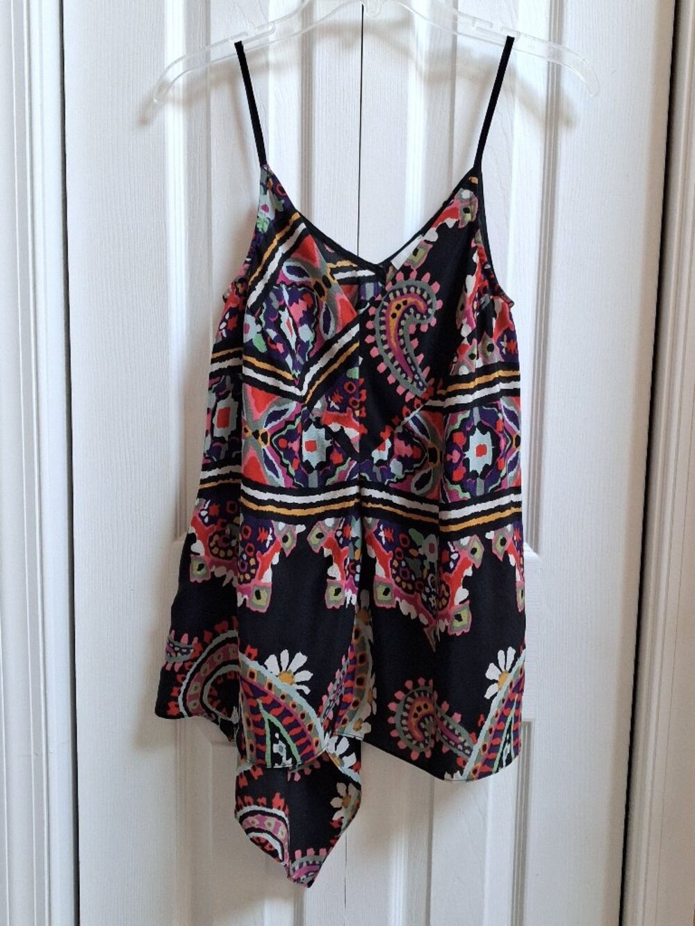 HD IN PARIS for Anthropologie Moonset Black Paisley Handkerchief Tank Top US 8